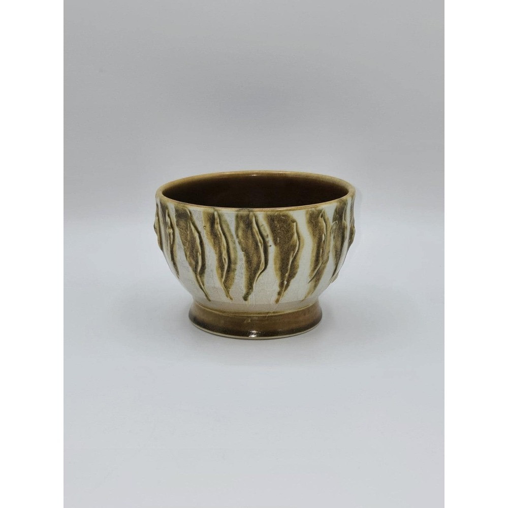 Studio Pottery Bowl Brown Drip Glaze Stoneware Pedestal Foot Mid Century Style - Picture 2 of 8